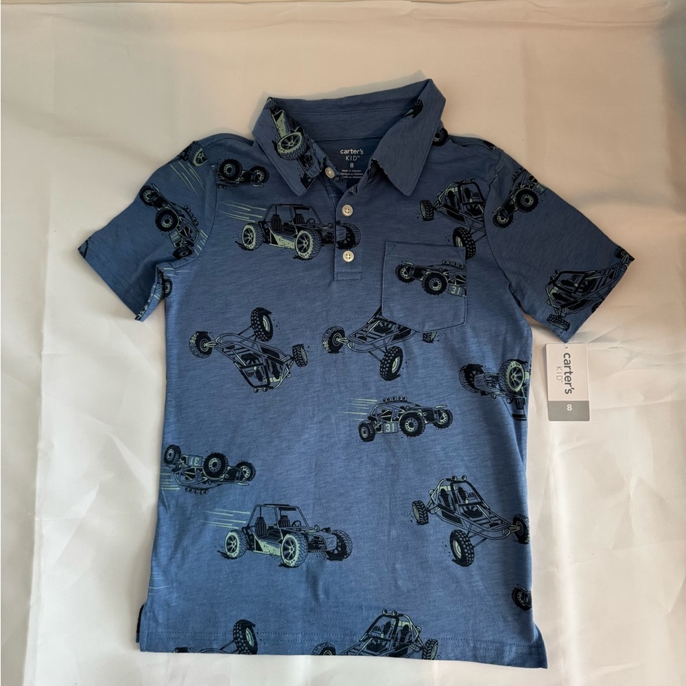 NWT, CARTER’S Blue Polo Shirt with Print Size 8 - Picture 10 of 12